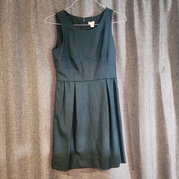 J. Crew Sheath Dress Women 4 Teal Green Wool Blend Career Sleeveless Pleated - Picture 10 of 10